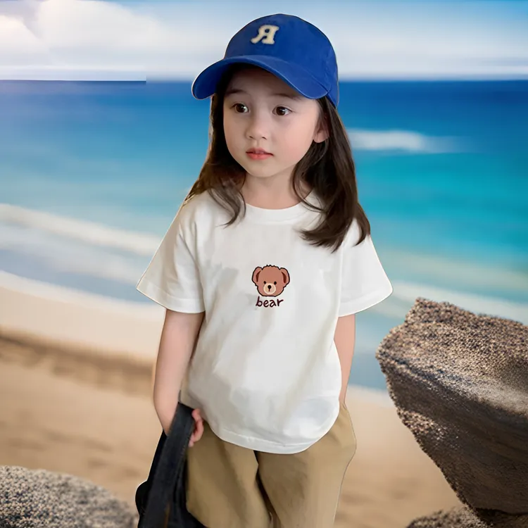 纯棉儿童男童短袖T恤女童夏装宝宝小女孩中大童红色上衣潮牌童装