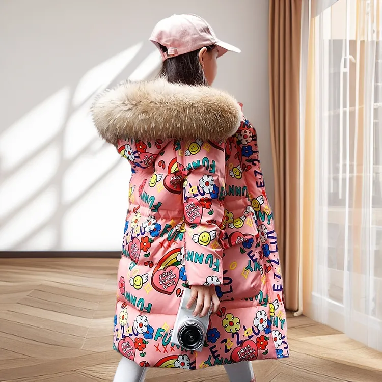 儿童羽绒服女童中长款冬装2025新款加厚韩版洋气中大童白鸭绒童装