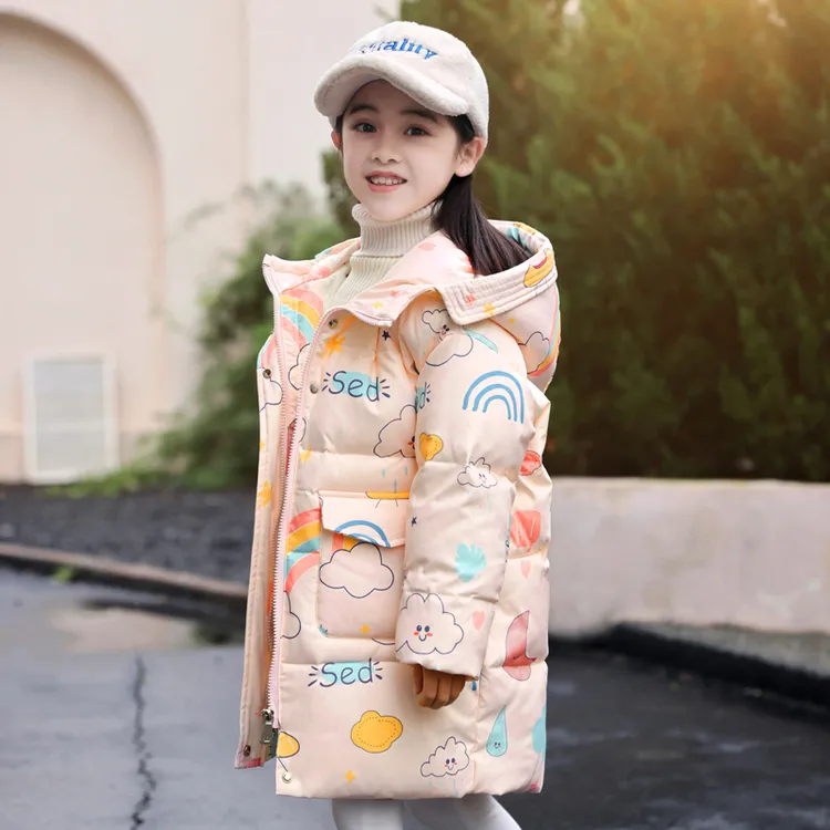 儿童羽绒服女童2025新款韩版加厚保暖女孩洋气中长款中小童冬装