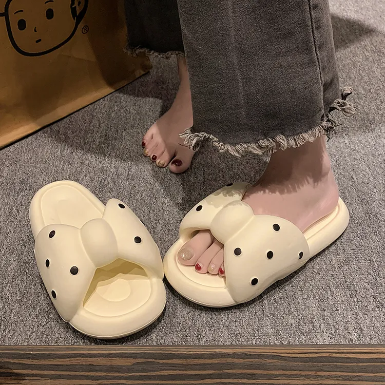 蝴蝶结拖鞋女款外穿夏季室内家居学生踩屎感浴室防滑凉拖鞋女厚底