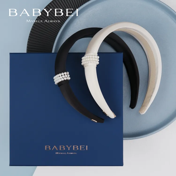 【专属价】BABYBEI/初贝丝丝高亮珠宽版发箍增高颅顶米色黑色②