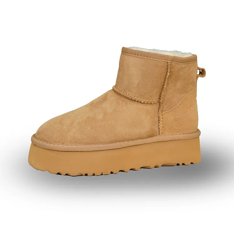 uoo【羊皮毛一体】经典5854短筒冬季时尚保暖真皮雪地靴厚底