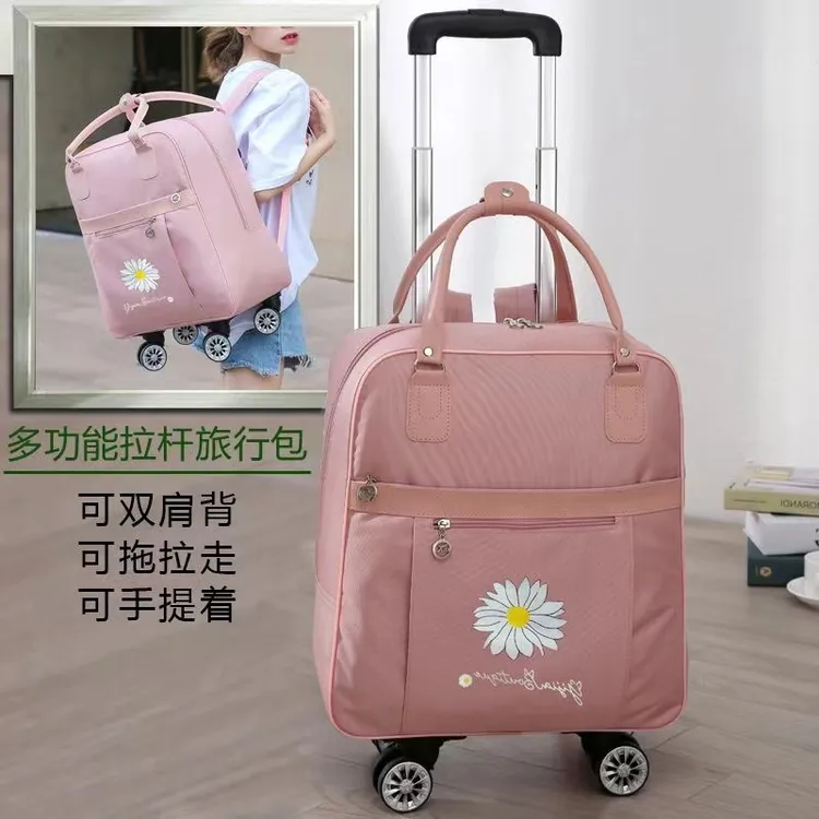 网红小雏菊行李拉杆箱旅行袋登机防水旅游袋男女轻便双肩背旅行包商品图