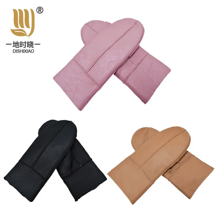 地时晓冬季手套女户外休闲骑车保暖手套真皮加厚加毛冬天必备手闷