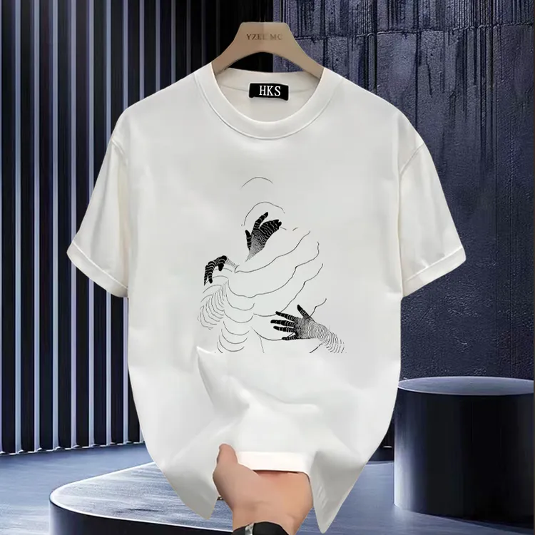 重磅纯棉短袖t恤男士2024新款夏季美式潮牌潮流宽松圆领百搭衣服