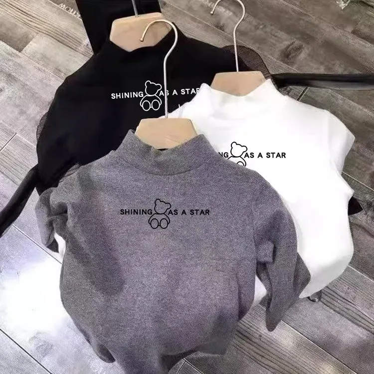 2024新款宝宝男女童保暖上衣半高领长袖儿童秋冬德绒百搭打底衫潮