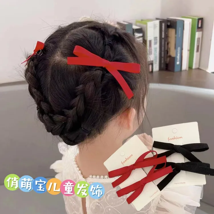 韩式甜美网红发卡儿童发夹刘海夹对边夹可爱头饰蝴蝶结少女发饰