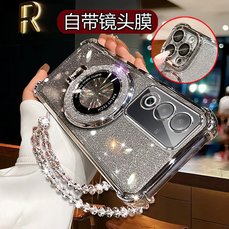 适用OPPOA3x手机壳5G女潮闪粉软壳 PKD130镜头全包四角防摔带支架