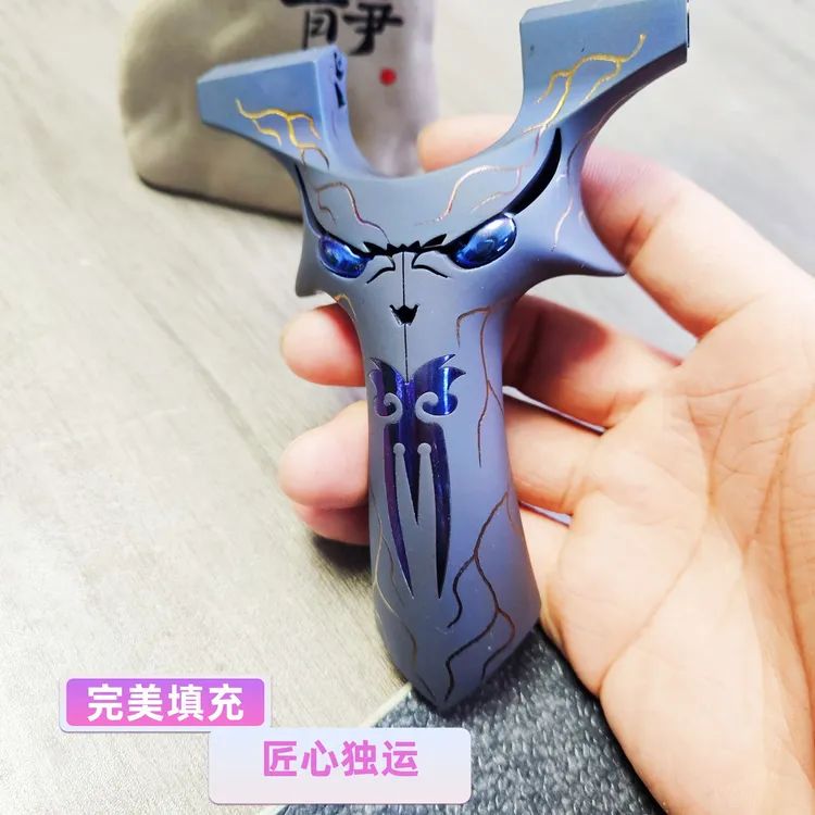 弓雨正品恶魔四代扁皮龙齿暗扣渐变钛合金圆头户外弹力射击玩具