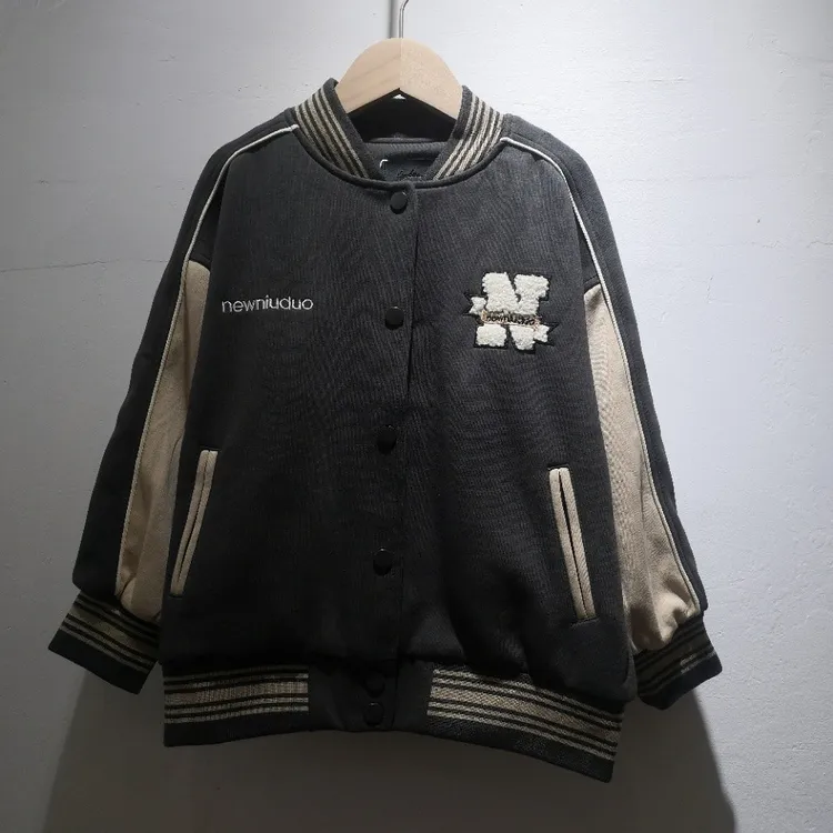 品牌童装36603秋季刺绣棒球服儿童复古夹克