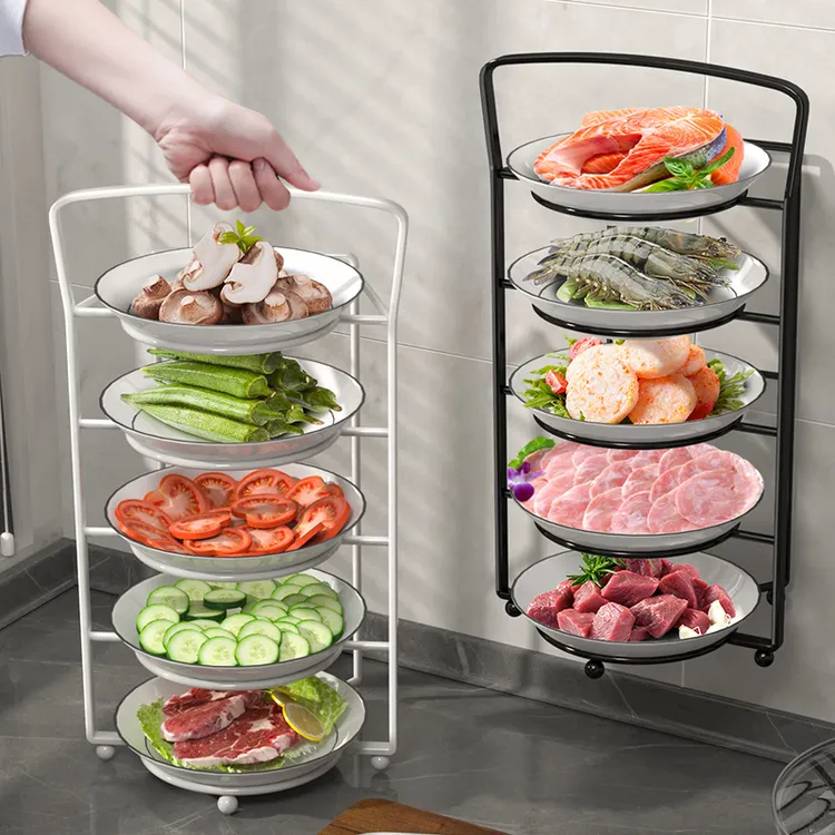 厨房备菜置物架网红多功能配菜盘碗碟收纳架多层壁挂落地放菜架子