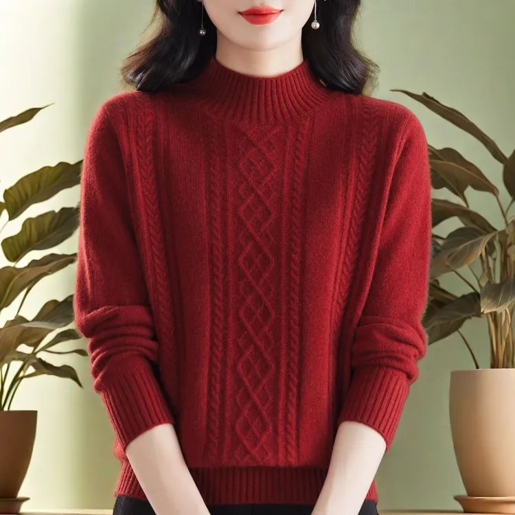 纯100羊绒衫女2025年秋冬季新款爆款女士妈妈半高领洋气中年毛衣