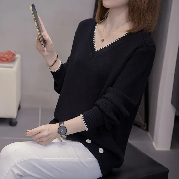 品牌折扣大码女装长袖毛衣秋冬洋气宽松显瘦百搭时尚打底衫上衣