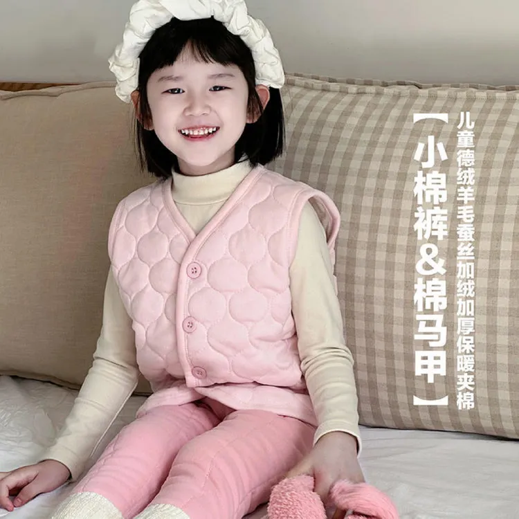 儿童马甲秋冬夹棉保暖背心夹棉裤子小马夹男女上衣外套校园百搭