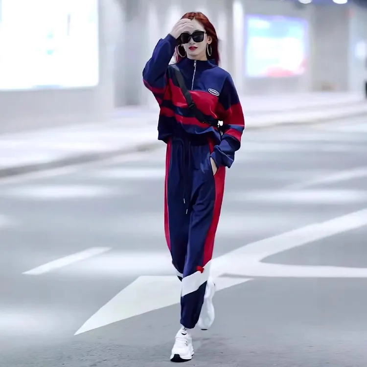 休闲女装时尚宽松版遮肉显瘦拼色卫衣潮流气质网红洋气炸街女装
