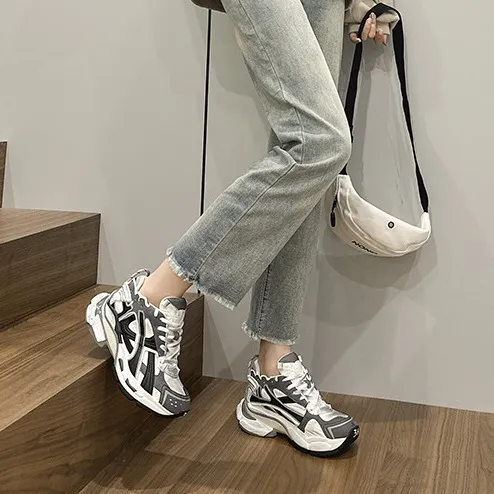 PDMCMS官方正版2025老爹鞋女鞋百搭休闲鞋厚底透气潮流小众运动鞋