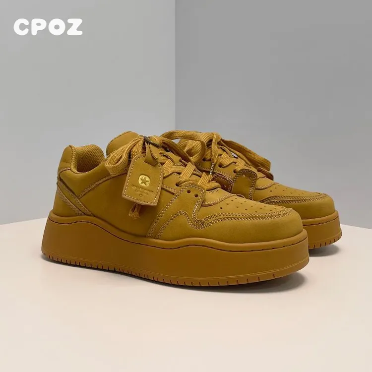 秋冬新款沙丘棕色厚底增高板鞋男女款美拉德低帮运动休闲面包鞋子