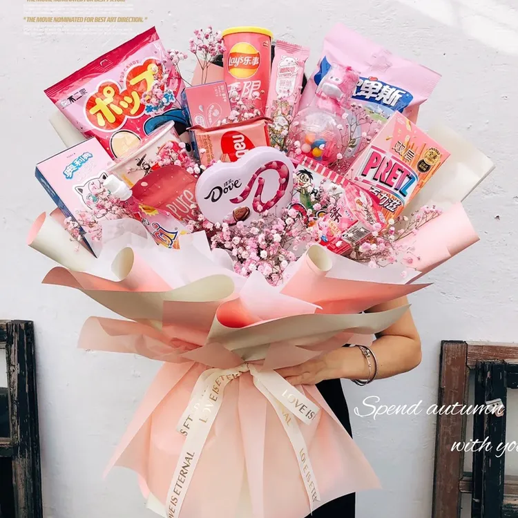 七夕情人节零食花束DIY制作材料包送儿童男友女友闺蜜生日礼物