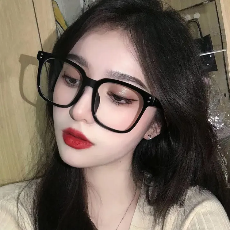 网红复古大框素颜申请眼镜女韩版圆脸显瘦防蓝光眼镜可配近视度数