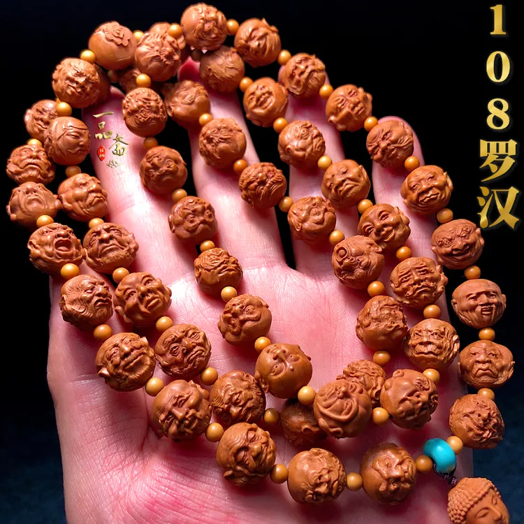 龙纹桃核108罗汉脖挂文玩项链长串高端核雕十八罗汉橄榄核手串男商品图