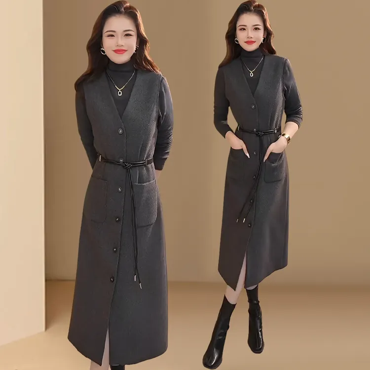 气质马甲背带连衣裙套装女春秋2025新款高端欧货打底背心裙两件套