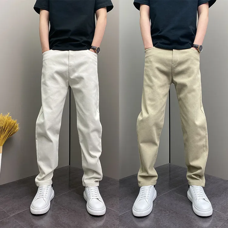 2025春秋季爆款时尚直筒裤男士痞帅百搭纯色长裤户外韩版休闲裤子