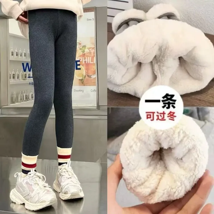 秋冬新款儿童裤子加绒加厚打底裤外穿女童保暖长裤中大童裤不起球