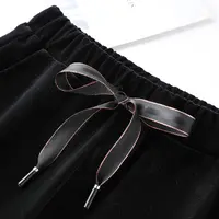 高端垂感金丝绒阔腿裤子女春秋冬高腰直筒裤大码九分宽松裤子