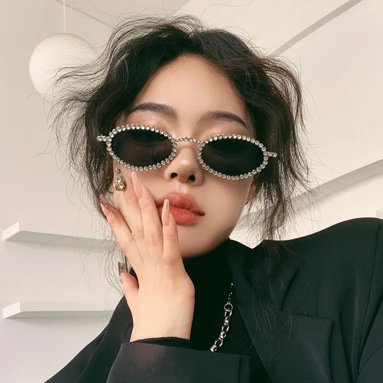 jennie同款墨镜女夏高级感ins椭圆满钻太阳眼镜小脸太阳防晒镜