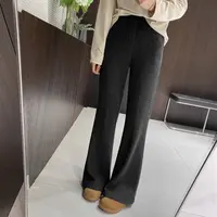 IMFLY金小金自制 加绒休闲裤DYK2362毛呢喇叭裤女冬季加厚长裤子