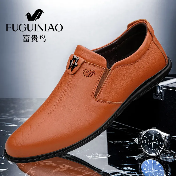 富贵鸟正品通勤皮鞋男软底软皮新款时尚休闲防滑男鞋牛皮真皮透气