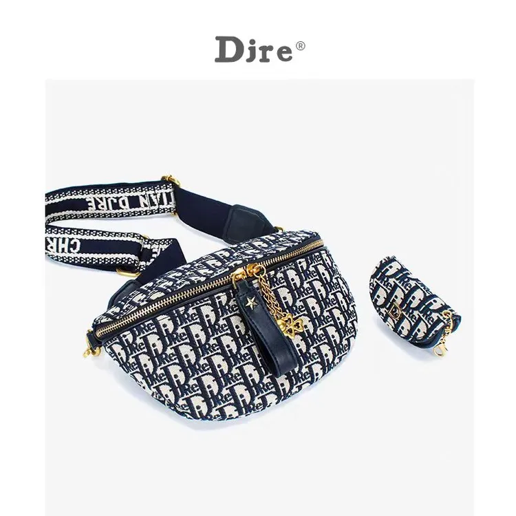 Djre品牌女包时尚百搭轻奢设计师款蓝色潮流单肩斜挎胸包3011