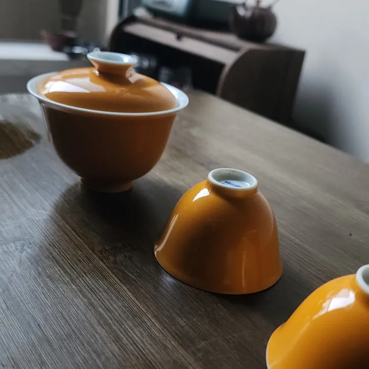 十一自营【意欢】景德镇定制高温颜色釉小盖碗茶盖碗