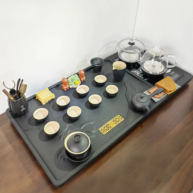茶具套装家用高端整套全自动烧水壶一体办公室茶盘桌面专用泡茶台