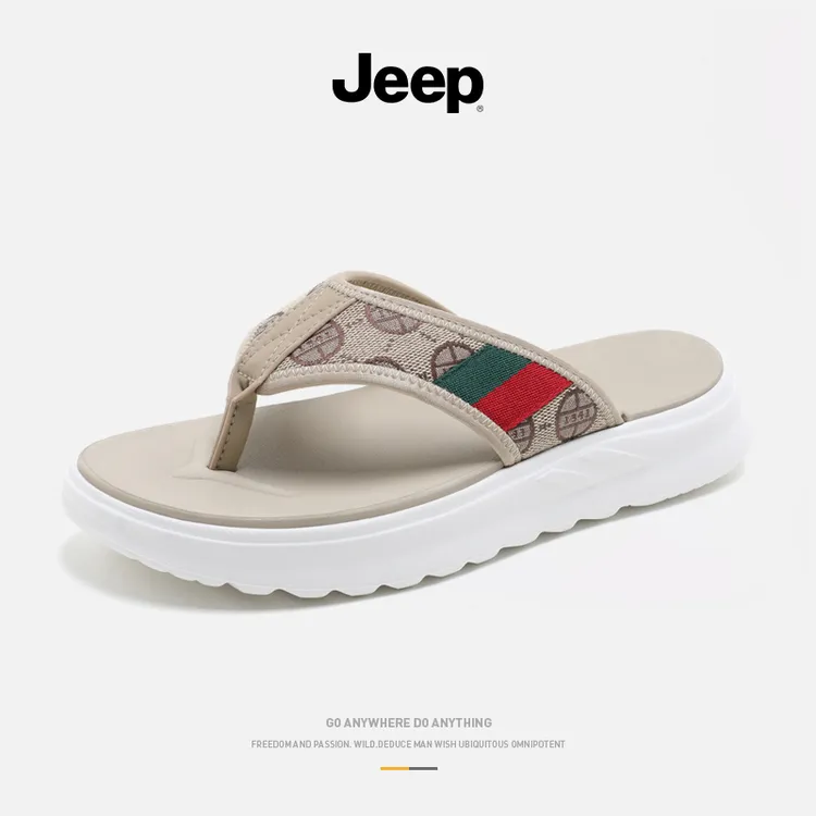 JEEP/吉普人字拖男士夏季新款时尚百搭凉拖户外耐磨防滑夹趾拖鞋