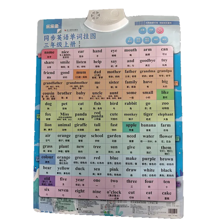儿童早教有声挂图三年级英语课本同步单词拼读人教版点读发声玩具