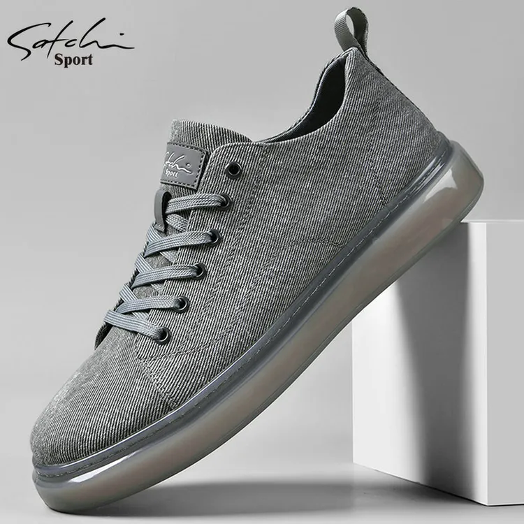 沙驰运动秋季2023新款帆布鞋韩版工作鞋软底灰色休闲鞋男透气鞋子