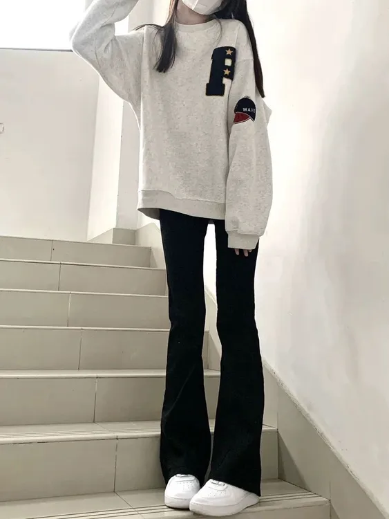 cleanfit美式高街微喇牛仔裤男女新款潮牌痞帅直筒修身显瘦长裤潮