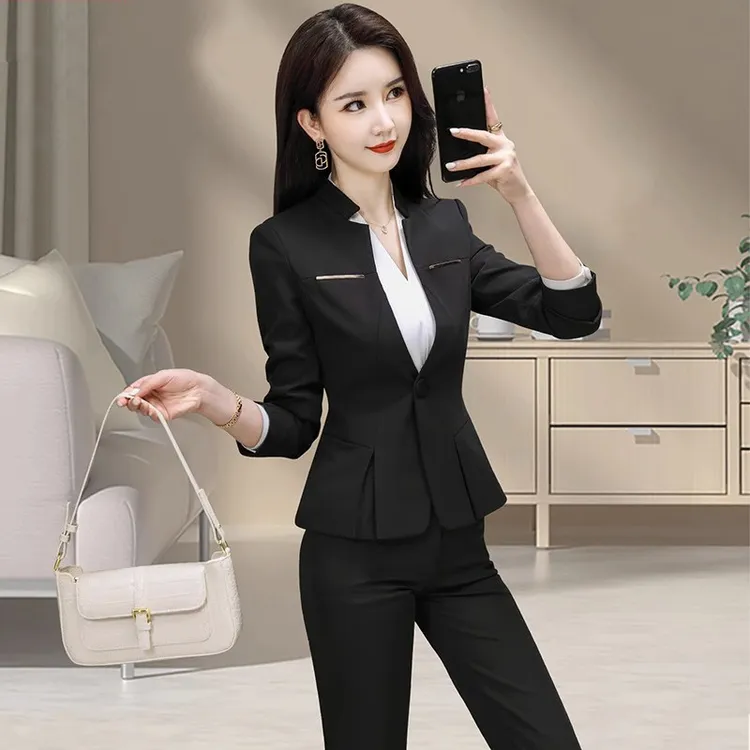 高端职业装西装套装女时尚气质工作服黑色面试正装西服外套女款