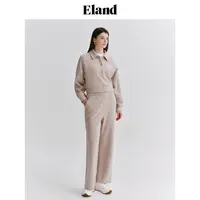 【女装优选WL】Eland衣恋休闲裤女阔腿仿羊绒松紧腰长裤EETME11Q91