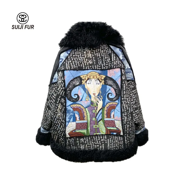 新款女士冬季防寒外套皮草PM09804宽松时尚牛仔反季皮草皮毛一体