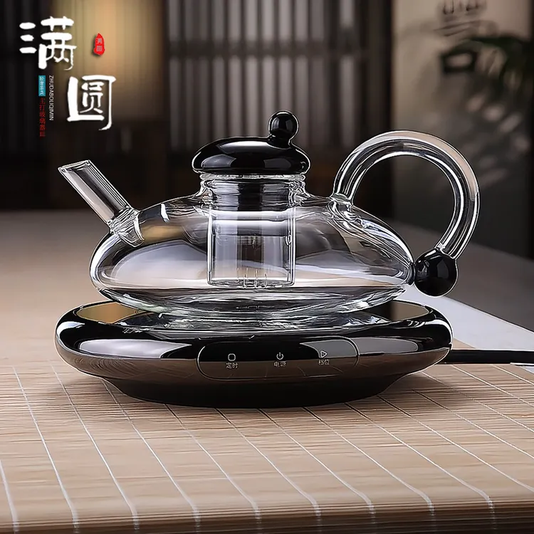 轻奢财鼠创意耐热透明色玻璃茶壶手工茶具电陶炉煮茶蒸茶壶泡茶壶
