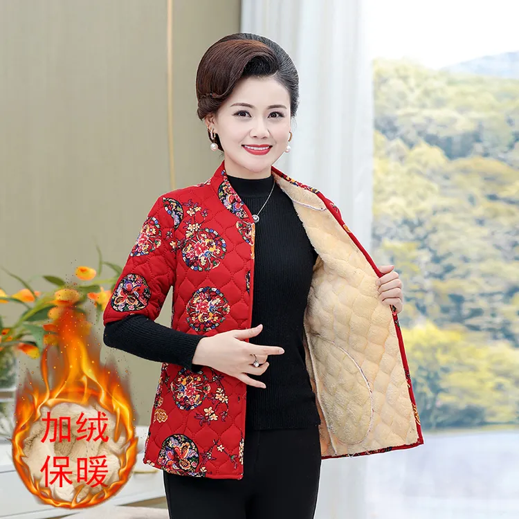 中老年女装加厚加绒马甲宽松妈妈冬装半袖棉衣老年人居家保暖上衣