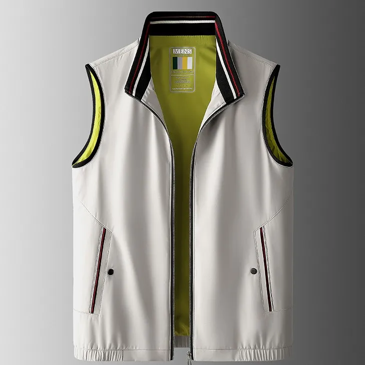 春秋新款男士休闲立领大码马甲时尚潮流户外修身百搭运动无袖外套