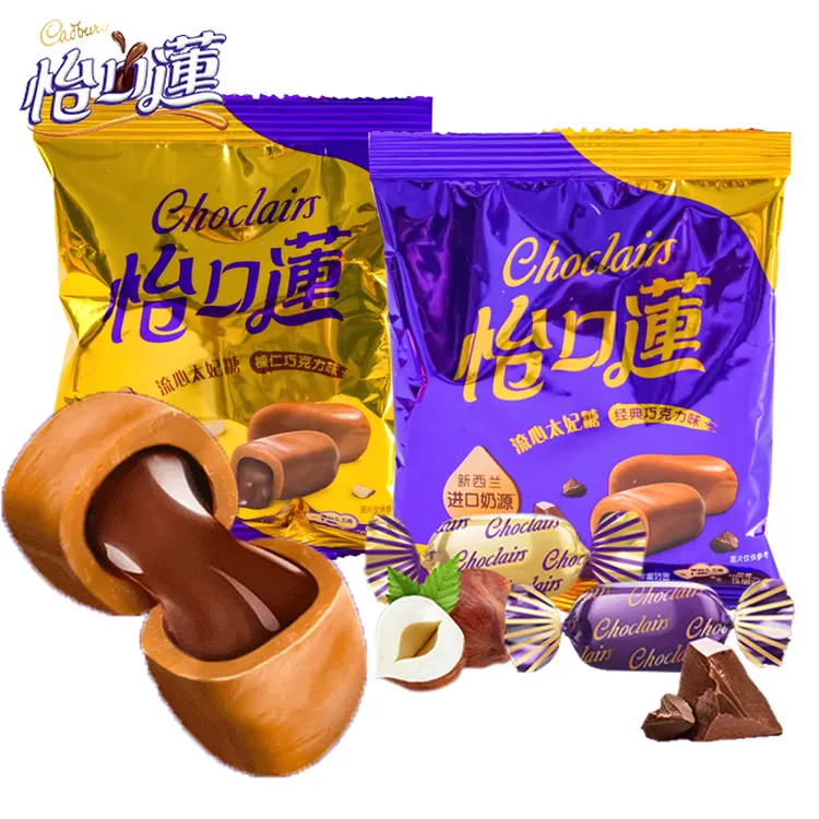 怡口莲夹心太妃糖正品风味榛仁巧克力味流心糖果醇香喜糖婚庆零食