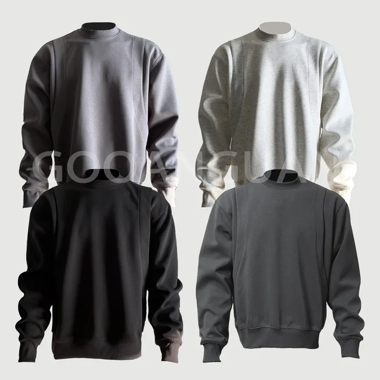 高级灰系列短宽小领口卫衣男士百搭休闲宽松卫衣打底套头男款长袖