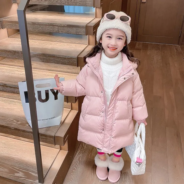 女童羽绒服冬季2024新款洋气儿童白鸭绒棉服中长款女宝宝外套加厚