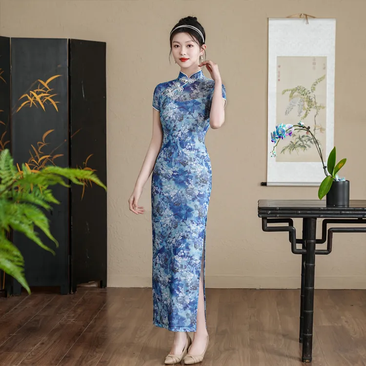 秀色梦舞107中国风旗袍大码气质春夏中式长款走秀民国风日常印花