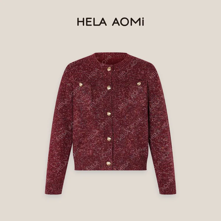HELA AOMI “暖奢开衫”小香风针织开衫温柔慵懒感上衣CY4CM36508