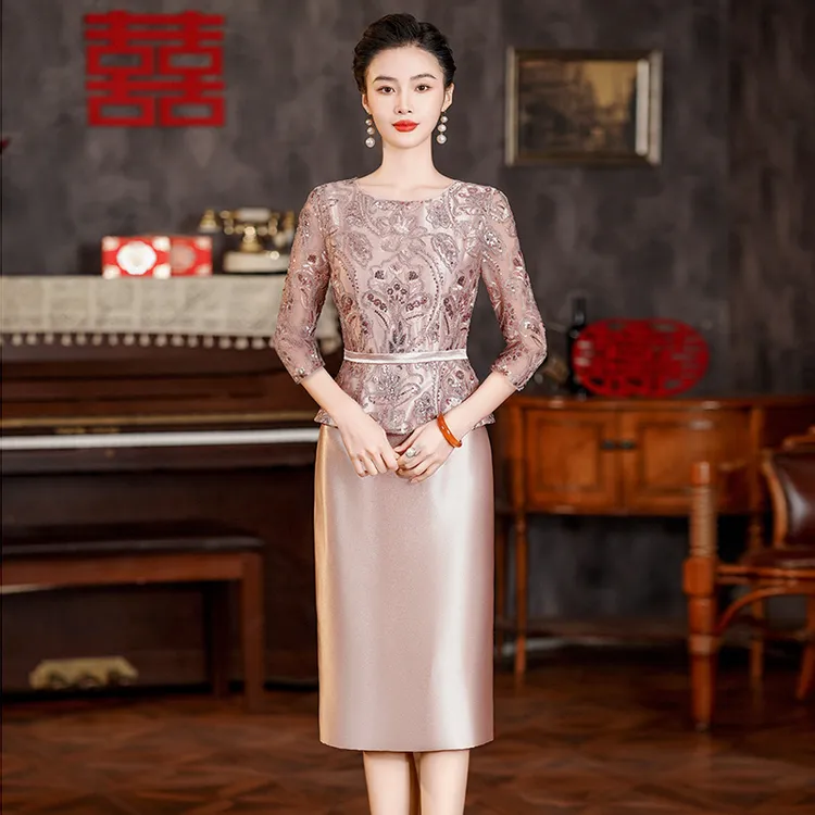 喜婆婆婚宴装小个子显高婚礼妈妈礼服高贵2024新款结婚长辈衣服